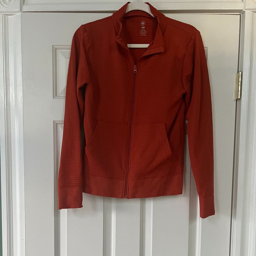 AURA Orange Waffle-Knit Zip-Up Jacket- XL